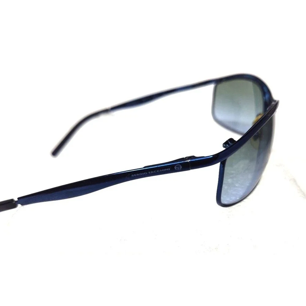 Sergio Tacchini T871/17 Italy Blue Black Wrap Metal Sunglasses UV400 60-17-130mm